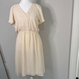 H&M Cream V-Neck Midi Dress